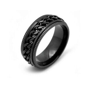 3/$35 Men’s Black Stainless Steel Chain Link Fashion Band Ring Jewelry Boys Gift